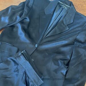 Anne Klein Elegant Black Satin Suit size 12